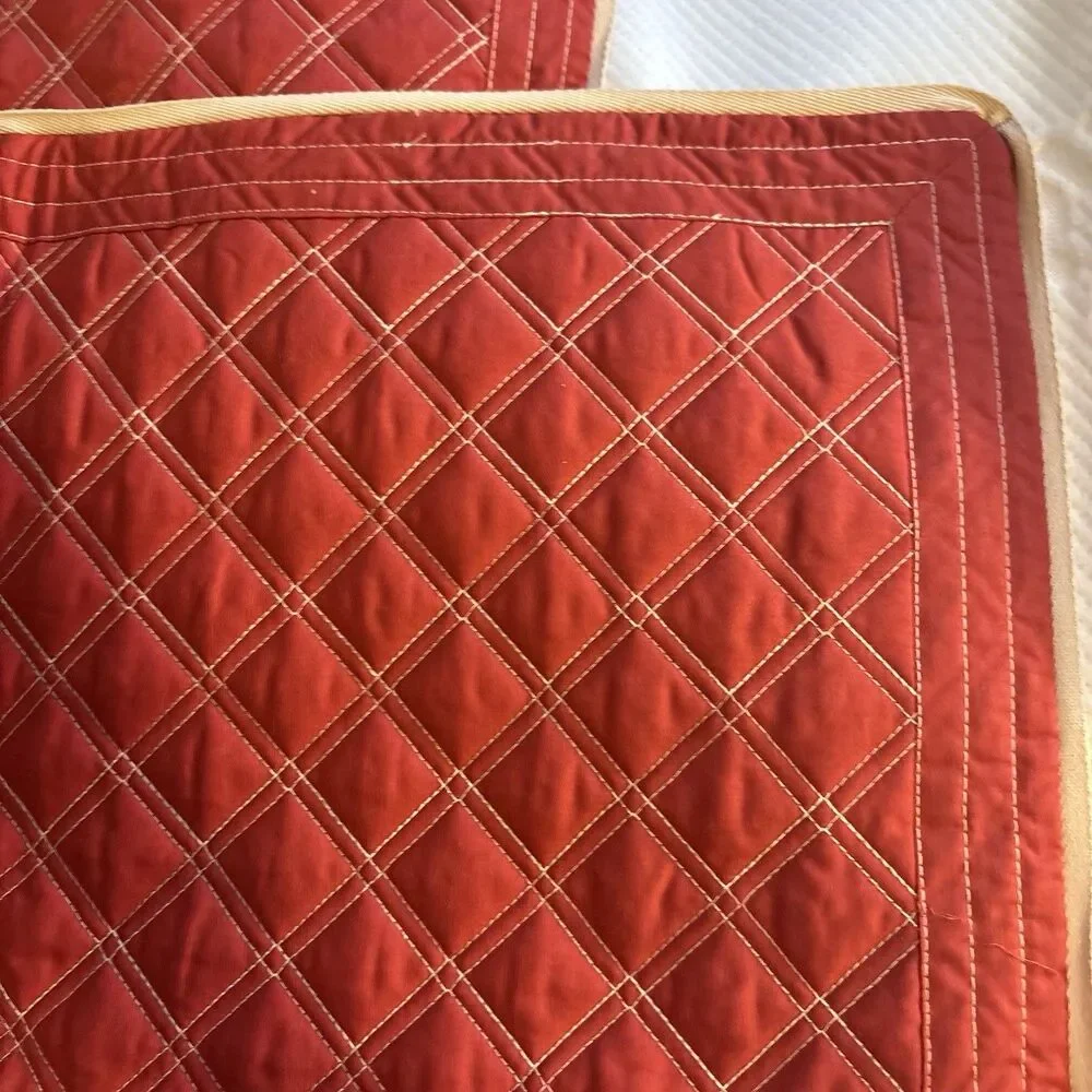 Martha Stewart Collection Set of 2 Diamond Stitch Burnt Orange Quilted Euro Sham